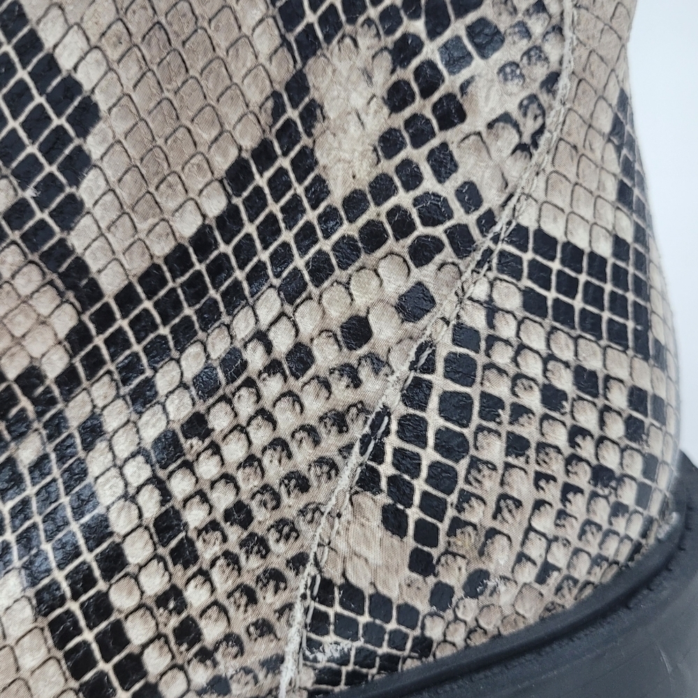 NWT Linea Paolo Women's Trinity Cream Snake Print Leather Combat Boots Size 9.5 - Picture 7 of 12